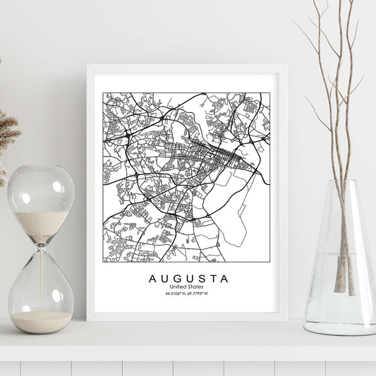 Poster con mapa de Augusta. Lámina de Estados Unidos, con imágenes de mapas y carreteras-Artwork-Nacnic-Nacnic Estudio SL