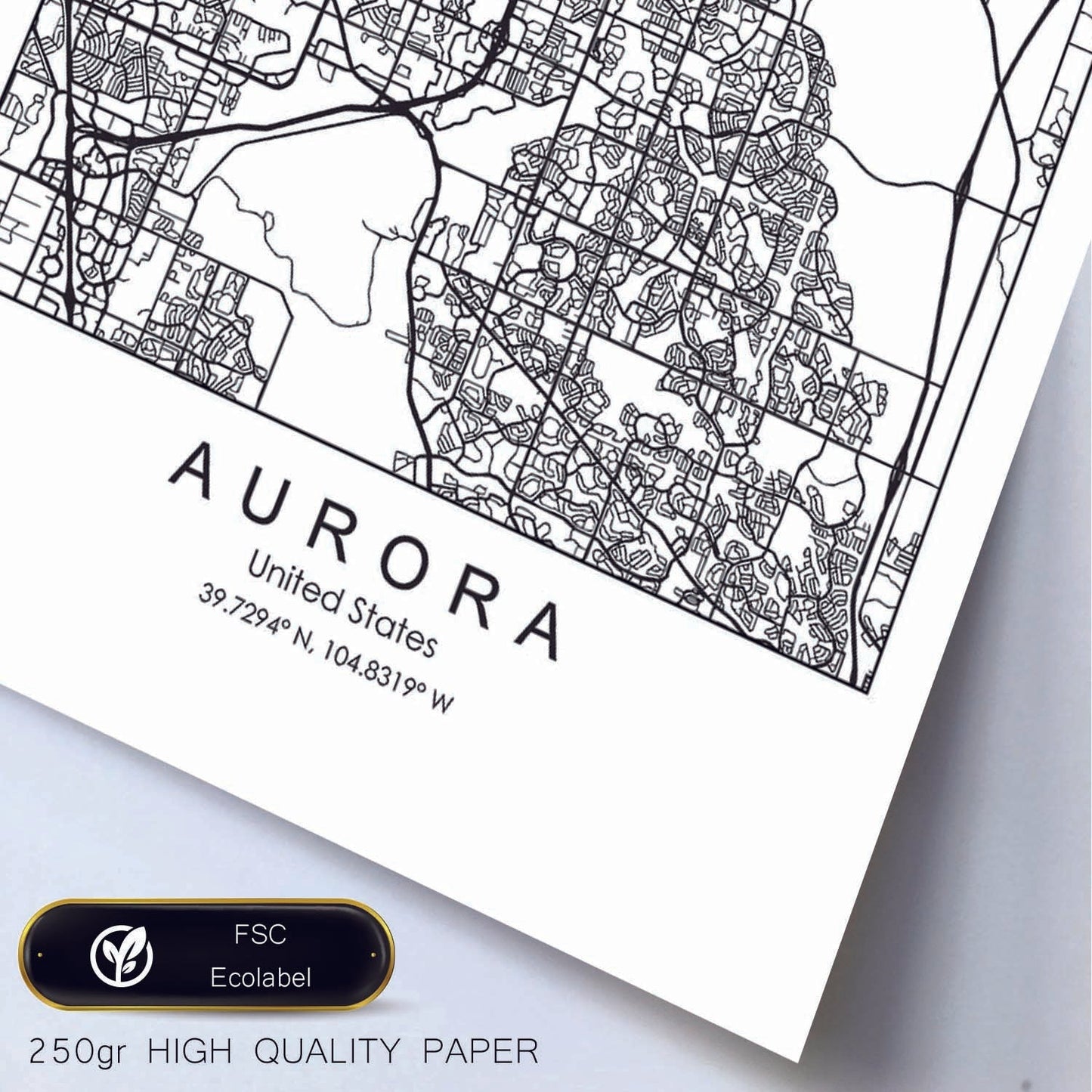 Poster con mapa de Aurora. Lámina de Estados Unidos, con imágenes de mapas y carreteras-Artwork-Nacnic-Nacnic Estudio SL
