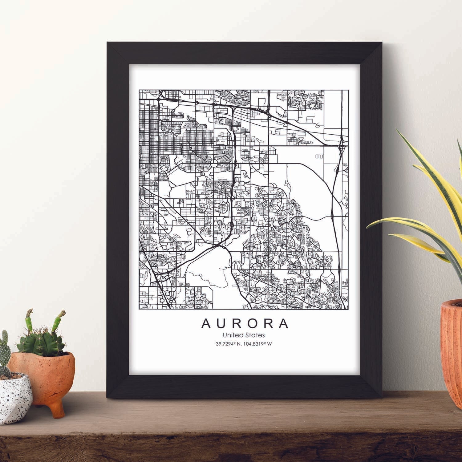 Poster con mapa de Aurora. Lámina de Estados Unidos, con imágenes de mapas y carreteras-Artwork-Nacnic-Nacnic Estudio SL