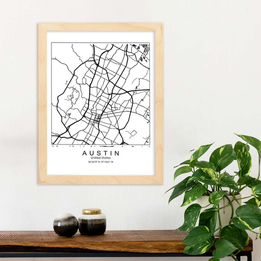 Poster con mapa de Austin. Lámina de Estados Unidos, con imágenes de mapas y carreteras-Artwork-Nacnic-Nacnic Estudio SL