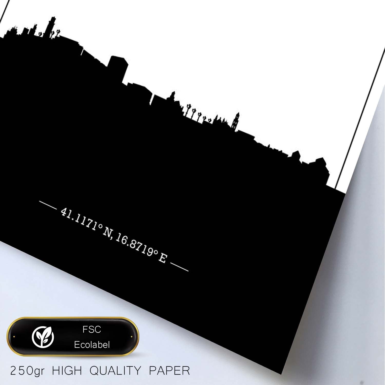 Poster con mapa de Bari - Italia. Láminas con Skyline de ciudades de Italia con sombra negra.-Artwork-Nacnic-Nacnic Estudio SL