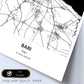 Poster con mapa de Bari - Italia. Láminas de ciudades de Italia con mares y ríos en color negro.-Artwork-Nacnic-Nacnic Estudio SL