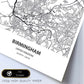 Poster con mapa de Birmingham - Reino Unido. Láminas de ciudades de Reino Unido con mares y ríos en color negro.-Artwork-Nacnic-Nacnic Estudio SL
