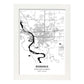 Poster con mapa de Bismarck - USA. Láminas de ciudades de Estados Unidos con mares y ríos en color negro.-Artwork-Nacnic-A3-Marco Blanco-Nacnic Estudio SL