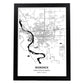 Poster con mapa de Bismarck - USA. Láminas de ciudades de Estados Unidos con mares y ríos en color negro.-Artwork-Nacnic-A4-Marco Negro-Nacnic Estudio SL