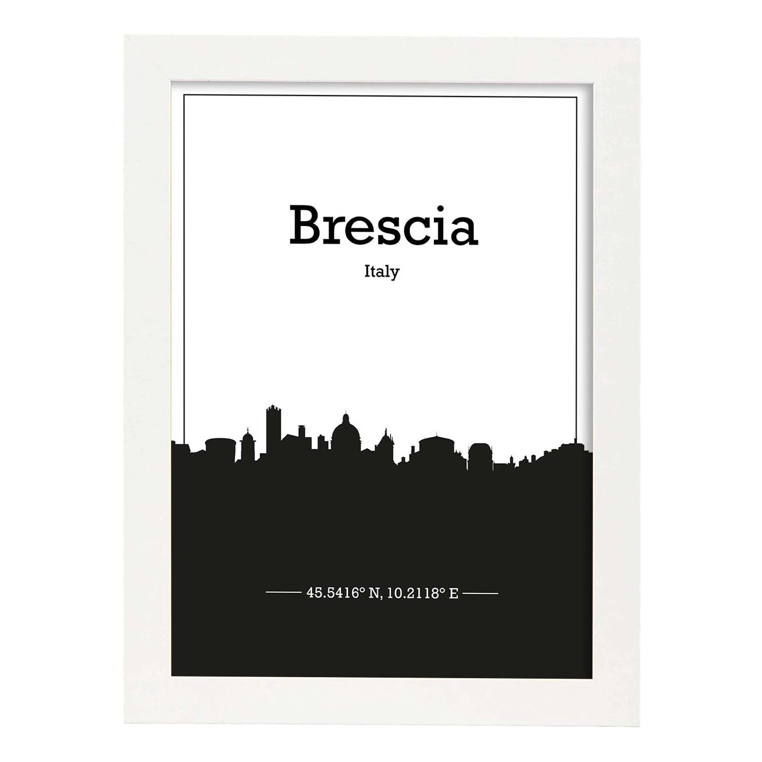 Poster con mapa de Brescia - Italia. Láminas con Skyline de ciudades de Italia con sombra negra.-Artwork-Nacnic-A3-Marco Blanco-Nacnic Estudio SL