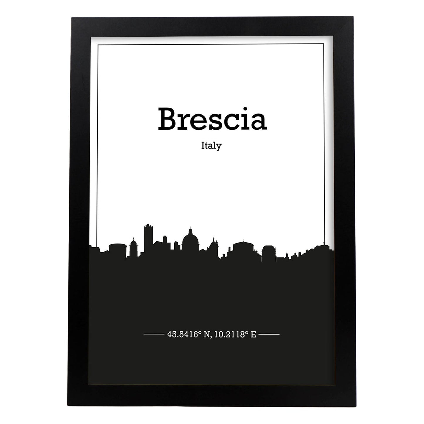 Poster con mapa de Brescia - Italia. Láminas con Skyline de ciudades de Italia con sombra negra.-Artwork-Nacnic-A3-Marco Negro-Nacnic Estudio SL