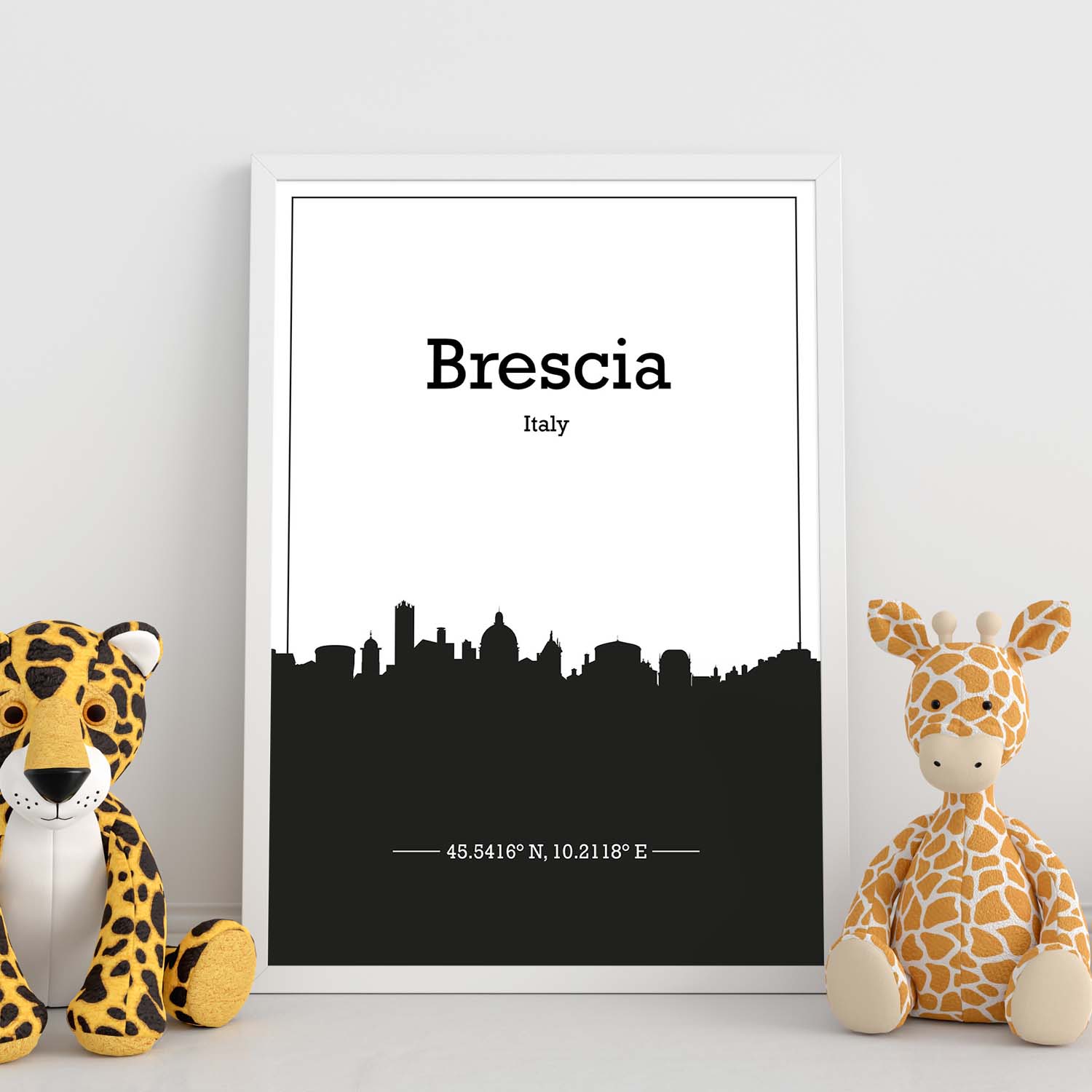 Poster con mapa de Brescia - Italia. Láminas con Skyline de ciudades de Italia con sombra negra.-Artwork-Nacnic-Nacnic Estudio SL