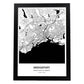Poster con mapa de Bridgeport - USA. Láminas de ciudades de Estados Unidos con mares y ríos en color negro.-Artwork-Nacnic-A4-Marco Negro-Nacnic Estudio SL