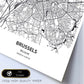 Poster con mapa de Brussels - Belgica. Láminas de ciudades de Holanda y Bélgica con mares y ríos en color negro.-Artwork-Nacnic-Nacnic Estudio SL