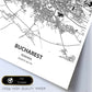 Poster con mapa de Bucharest - Rumania. Láminas de ciudades de Europa con mares y ríos en color negro.-Artwork-Nacnic-Nacnic Estudio SL