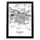Poster con mapa de Bucharest - Rumania. Láminas de ciudades de Europa con mares y ríos en color negro.-Artwork-Nacnic-A4-Marco Negro-Nacnic Estudio SL