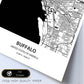 Poster con mapa de Buffalo - USA. Láminas de ciudades de Estados Unidos con mares y ríos en color negro.-Artwork-Nacnic-Nacnic Estudio SL