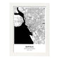 Poster con mapa de Buffalo - USA. Láminas de ciudades de Estados Unidos con mares y ríos en color negro.-Artwork-Nacnic-A3-Marco Blanco-Nacnic Estudio SL