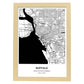 Poster con mapa de Buffalo - USA. Láminas de ciudades de Estados Unidos con mares y ríos en color negro.-Artwork-Nacnic-A4-Marco Madera clara-Nacnic Estudio SL