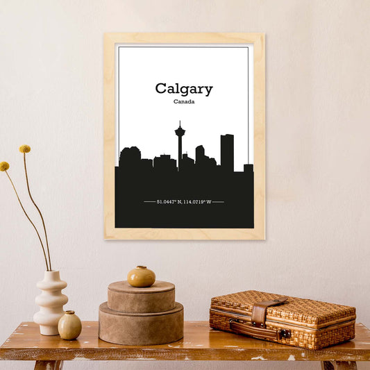 Poster con mapa de Calgary - Canada. Láminas con Skyline de ciudades de Estados Unidos, Canada, Mexico con sombra negra.-Artwork-Nacnic-Nacnic Estudio SL