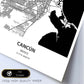 Poster con mapa de Cancun - Mexico. Láminas de ciudades de Latinoamérica con mares y ríos en color negro.-Artwork-Nacnic-Nacnic Estudio SL