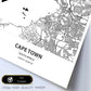 Poster con mapa de Cape Town - Sudáfrica. Láminas de ciudades de África con mares y ríos en color negro.-Artwork-Nacnic-Nacnic Estudio SL