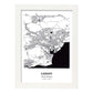Poster con mapa de Cardiff - Reino Unido. Láminas de ciudades de Reino Unido con mares y ríos en color negro.-Artwork-Nacnic-A3-Marco Blanco-Nacnic Estudio SL