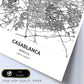 Poster con mapa de Casablanca - Marruecos. Láminas de ciudades de África con mares y ríos en color negro.-Artwork-Nacnic-Nacnic Estudio SL