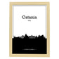 Poster con mapa de Catania - Italia. Láminas con Skyline de ciudades de Italia con sombra negra.-Artwork-Nacnic-A4-Marco Madera clara-Nacnic Estudio SL