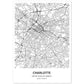 Poster con mapa de Charlotte - USA. Láminas de ciudades de Estados Unidos con mares y ríos en color negro.-Artwork-Nacnic-A4-Sin marco-Nacnic Estudio SL