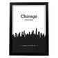 Poster con mapa de Chicago - USA. Láminas con Skyline de ciudades de Estados Unidos, Canada, Mexico con sombra negra.-Artwork-Nacnic-A4-Marco Negro-Nacnic Estudio SL