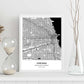 Poster con mapa de Chicago - USA. Láminas de ciudades de Estados Unidos con mares y ríos en color negro.-Artwork-Nacnic-Nacnic Estudio SL