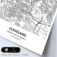 Poster con mapa de Cleveland - USA. Láminas de ciudades de Estados Unidos con mares y ríos en color negro.-Artwork-Nacnic-Nacnic Estudio SL