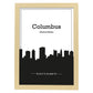 Poster con mapa de Columbus - USA. Láminas con Skyline de ciudades de Estados Unidos, Canada, Mexico con sombra negra.-Artwork-Nacnic-A3-Marco Madera clara-Nacnic Estudio SL