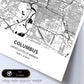 Poster con mapa de Columbus - USA. Láminas de ciudades de Estados Unidos con mares y ríos en color negro.-Artwork-Nacnic-Nacnic Estudio SL