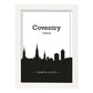 Poster con mapa de Conventry - Inglaterra. Láminas con Skyline de ciudades de Inglaterra e Irlanda con sombra negra.-Artwork-Nacnic-A3-Marco Blanco-Nacnic Estudio SL