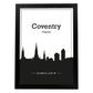 Poster con mapa de Conventry - Inglaterra. Láminas con Skyline de ciudades de Inglaterra e Irlanda con sombra negra.-Artwork-Nacnic-A3-Marco Negro-Nacnic Estudio SL