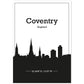 Poster con mapa de Conventry - Inglaterra. Láminas con Skyline de ciudades de Inglaterra e Irlanda con sombra negra.-Artwork-Nacnic-A4-Sin marco-Nacnic Estudio SL