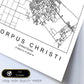Poster con mapa de Corpus Christi. Lámina de Estados Unidos, con imágenes de mapas y carreteras-Artwork-Nacnic-Nacnic Estudio SL