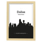 Poster con mapa de Dallas - USA. Láminas con Skyline de ciudades de Estados Unidos, Canada, Mexico con sombra negra.-Artwork-Nacnic-A4-Marco Madera clara-Nacnic Estudio SL
