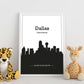 Poster con mapa de Dallas - USA. Láminas con Skyline de ciudades de Estados Unidos, Canada, Mexico con sombra negra.-Artwork-Nacnic-Nacnic Estudio SL