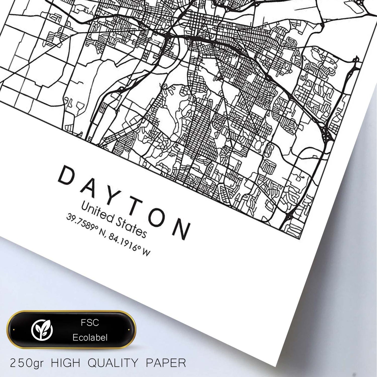 Poster con mapa de Dayton. Lámina de Estados Unidos, con imágenes de mapas y carreteras-Artwork-Nacnic-Nacnic Estudio SL