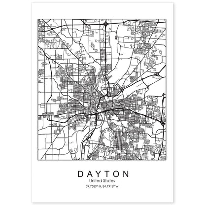 Poster con mapa de Dayton. Lámina de Estados Unidos, con imágenes de mapas y carreteras-Artwork-Nacnic-A4-Sin marco-Nacnic Estudio SL