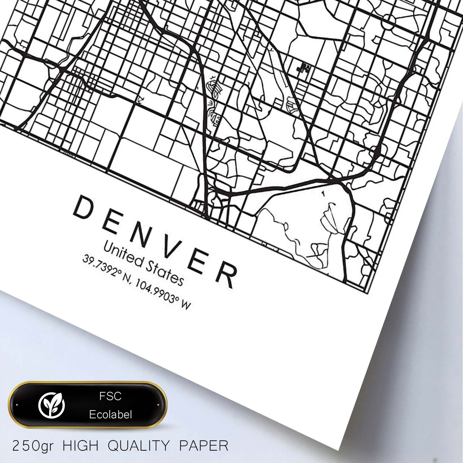Poster con mapa de Denver. Lámina de Estados Unidos, con imágenes de mapas y carreteras-Artwork-Nacnic-Nacnic Estudio SL
