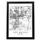 Poster con mapa de Des Moines. Lámina de Estados Unidos, con imágenes de mapas y carreteras-Artwork-Nacnic-A4-Marco Negro-Nacnic Estudio SL