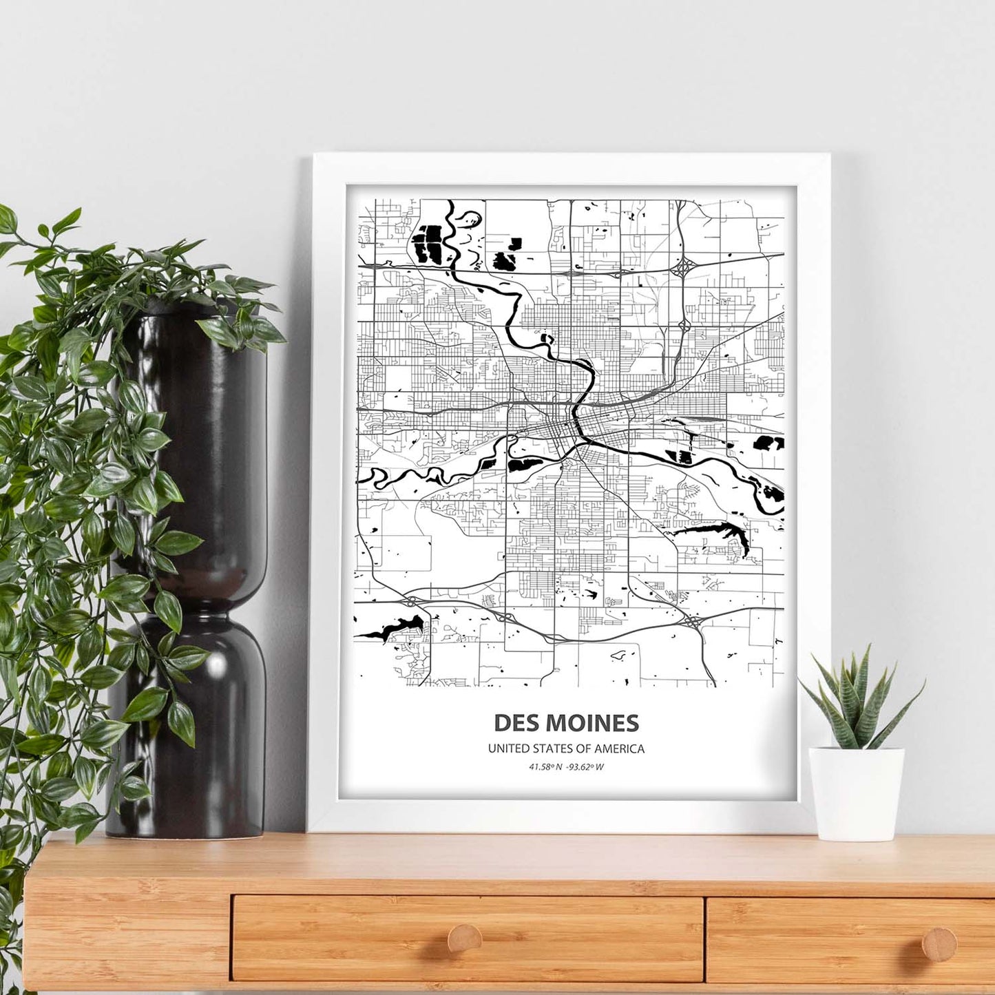 Poster con mapa de Des Mondes - USA. Láminas de ciudades de Estados Unidos con mares y ríos en color negro.-Artwork-Nacnic-Nacnic Estudio SL