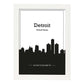 Poster con mapa de Detriot - USA. Láminas con Skyline de ciudades de Estados Unidos, Canada, Mexico con sombra negra.-Artwork-Nacnic-A3-Marco Blanco-Nacnic Estudio SL
