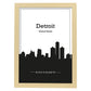 Poster con mapa de Detriot - USA. Láminas con Skyline de ciudades de Estados Unidos, Canada, Mexico con sombra negra.-Artwork-Nacnic-A4-Marco Madera clara-Nacnic Estudio SL