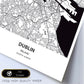 Poster con mapa de Dublin - Irlanda. Láminas de ciudades de Europa con mares y ríos en color negro.-Artwork-Nacnic-Nacnic Estudio SL