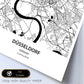 Poster con mapa de Dusseldorf - Alemania. Láminas de ciudades de Alemania con mares y ríos en color negro.-Artwork-Nacnic-Nacnic Estudio SL