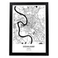 Poster con mapa de Dusseldorf - Alemania. Láminas de ciudades de Alemania con mares y ríos en color negro.-Artwork-Nacnic-A3-Marco Negro-Nacnic Estudio SL