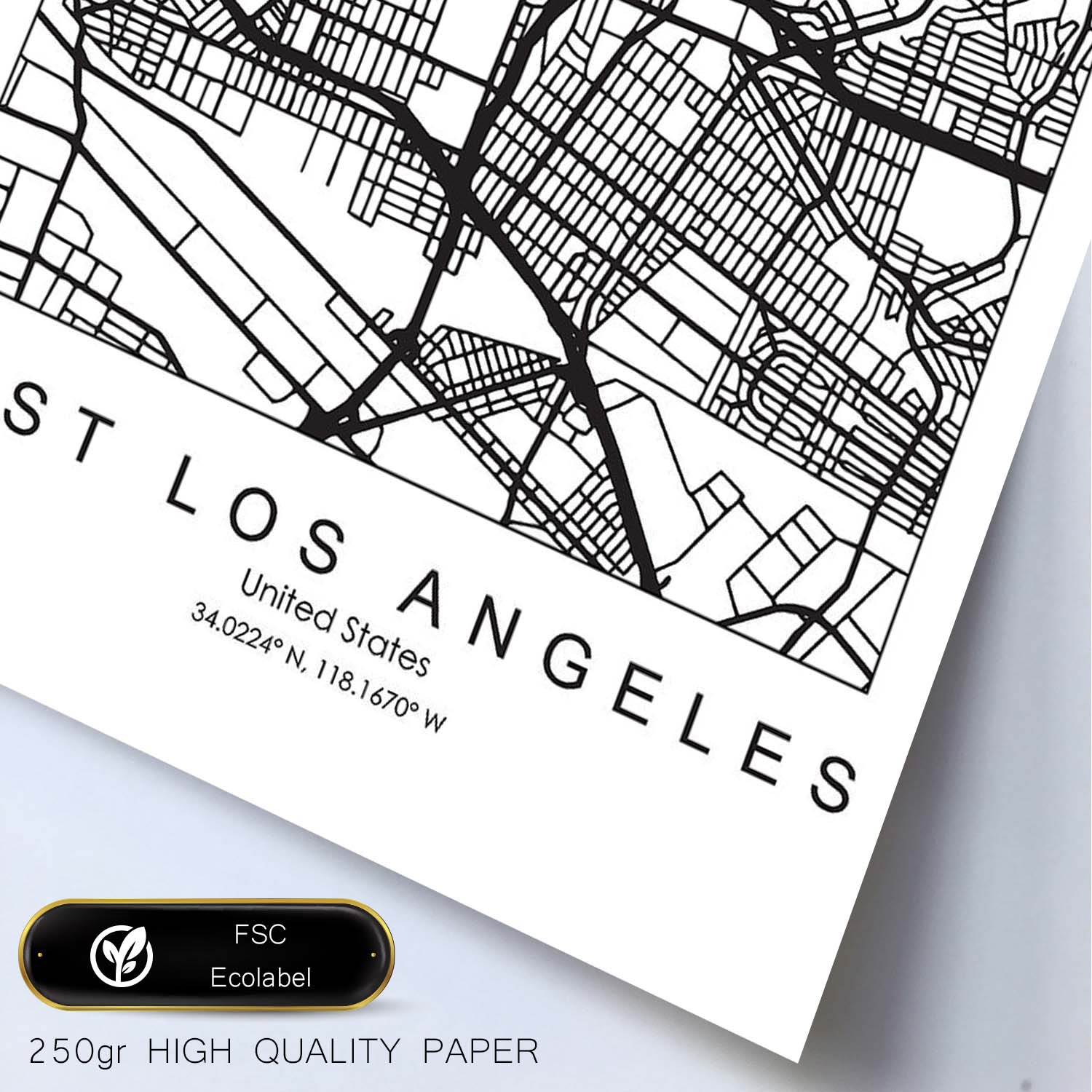 Poster con mapa de East Los Angeles. Lámina de Estados Unidos, con imágenes de mapas y carreteras-Artwork-Nacnic-Nacnic Estudio SL