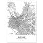 Poster con mapa de El Paso - USA. Láminas de ciudades de Estados Unidos con mares y ríos en color negro.-Artwork-Nacnic-A4-Sin marco-Nacnic Estudio SL