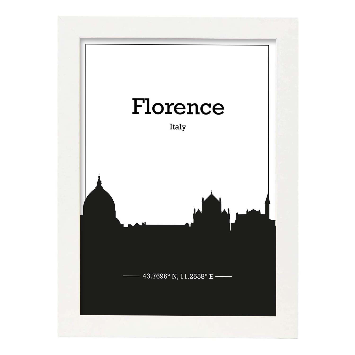 Poster con mapa de Florence - Italia. Láminas con Skyline de ciudades de Italia con sombra negra.-Artwork-Nacnic-A3-Marco Blanco-Nacnic Estudio SL